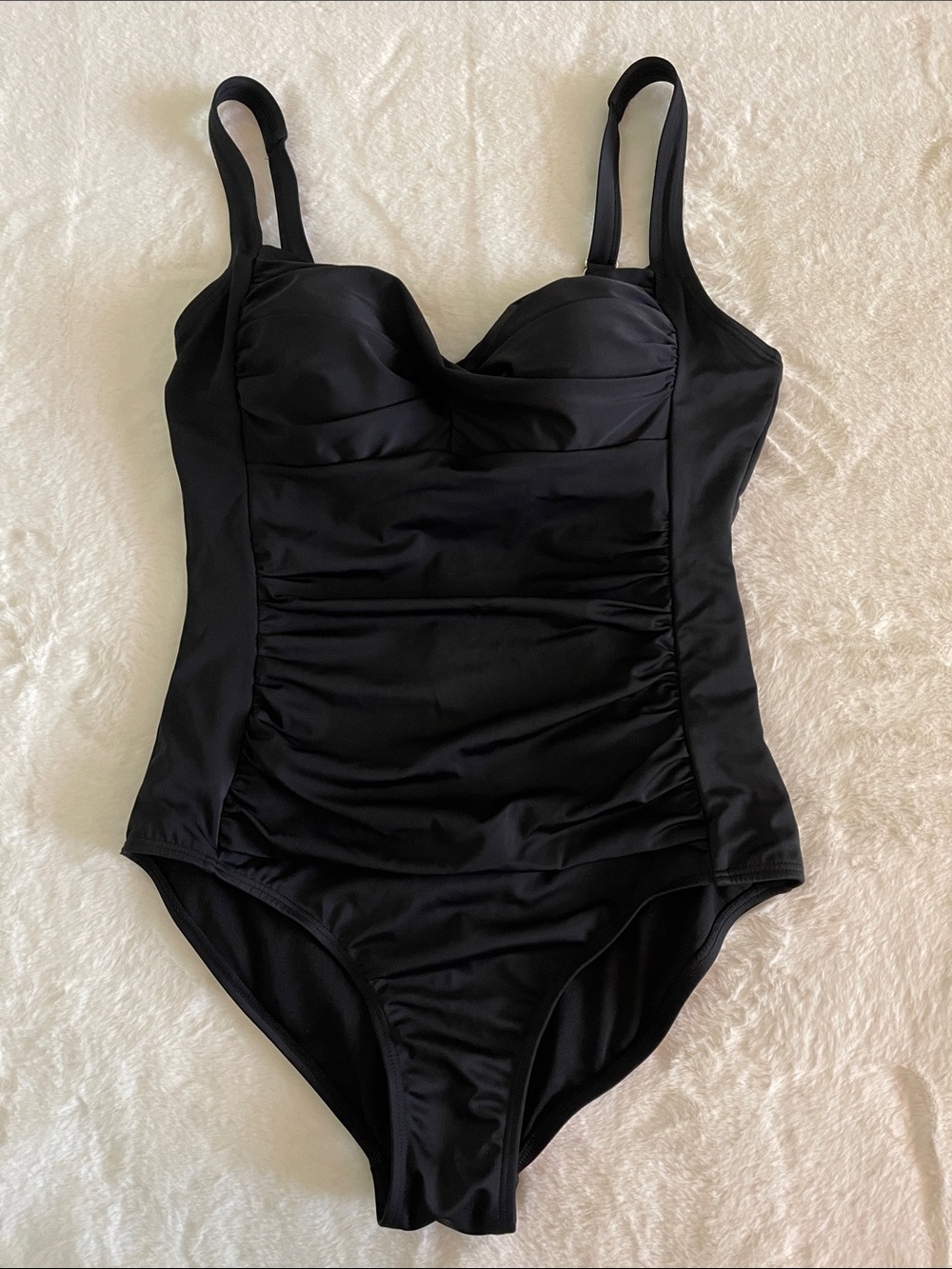 Swimsuits for All Black Rouched One Piece SZ 16